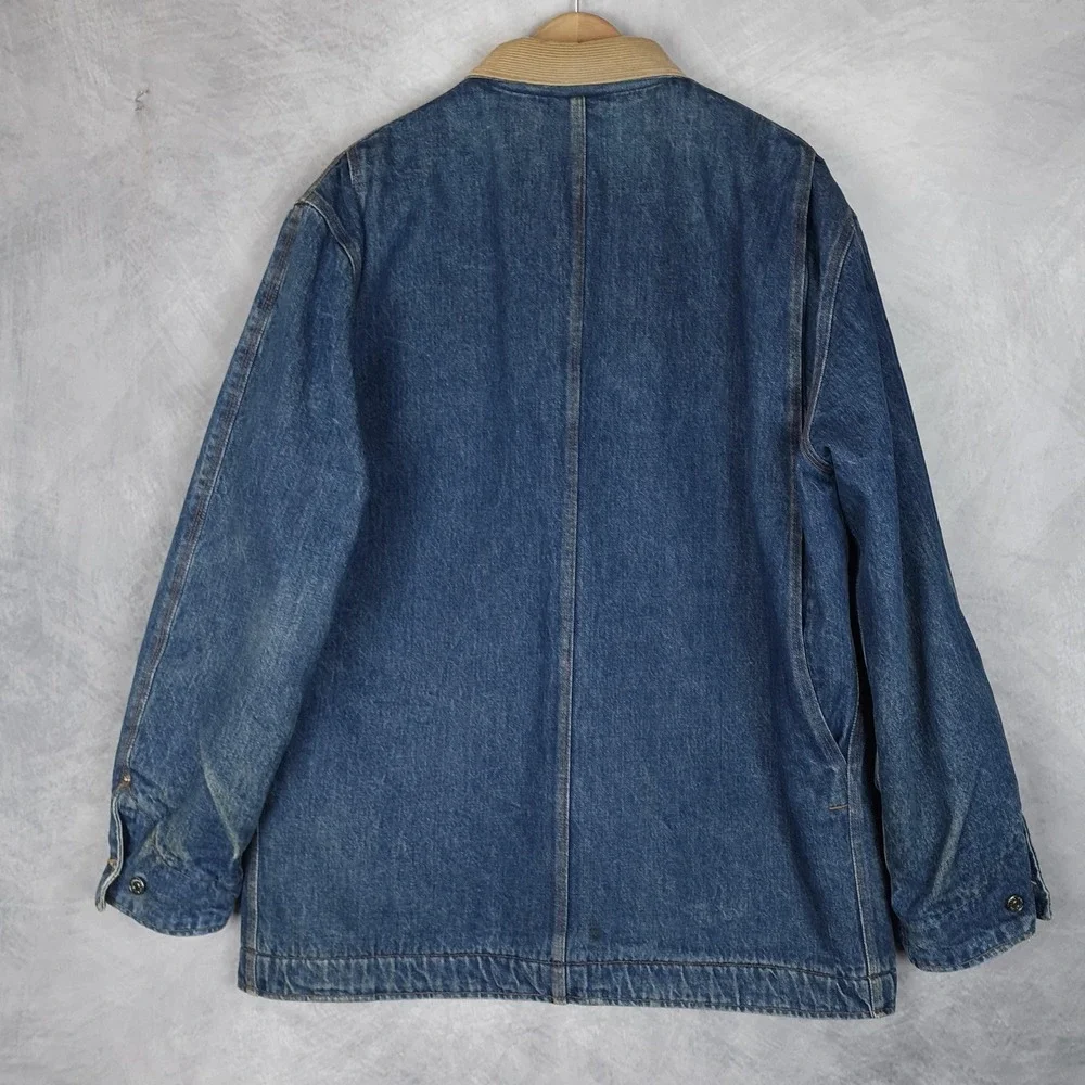 Vntg Polo Ralph Lauren Country Barn Coat Men Large Denim Blanket Lined Chore 90s - Picture 10 of 16